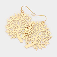 Brass Metal Tree of Life Dangle Earrings