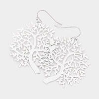 Brass Metal Tree of Life Dangle Earrings