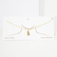 Gold Dipped CZ Violin Pendant Necklace