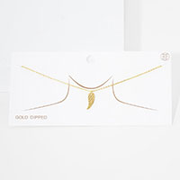 Gold Dipped Metal Wing Pendant Necklace
