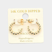 14K Gold Dipped Bubble Textured Metal Hoop Earrings