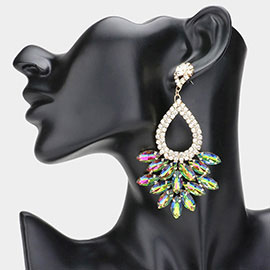 Marquise Crystal Cluster Rhinestone Evening Dangle Earrings