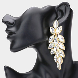 Marquise Stone Cluster Vine Dangle Evening Earrings