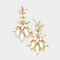 Marquise Stone Cluster Dangle Evening Earrings