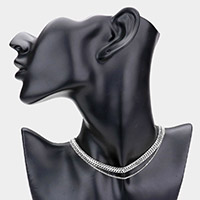 Double Layered Metal Chain Choker Necklace