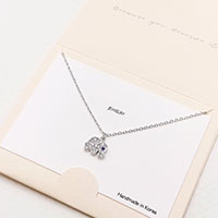 CZ Embellished Metal Elephant Pendant Necklace