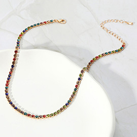Brass Metal Rhinestone Necklace
