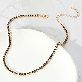 Brass Metal Rhinestone Necklace