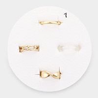 4PCS - Clear Lucite Metal Chain Band Mixed Rings
