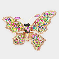 Multi Stone Butterfly Pin Brooch