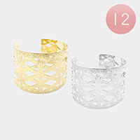 12PCS - Cut Out Metal Cuff Bracelets