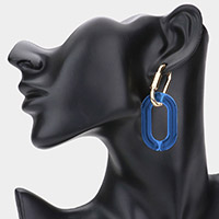 Open Resin Oval Link Dangle Huggie Earrings