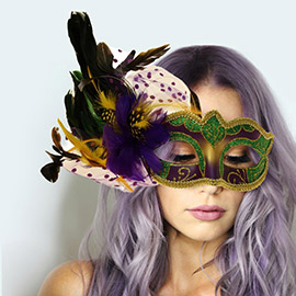 Mardi Gras Masquerade Venetian Feather Mask