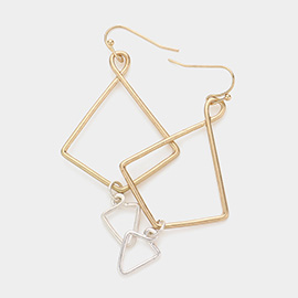 Geometric Metal Link Dangle Earrings