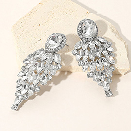 Marquise Stone Cluster Vine Dangle Evening Earrings