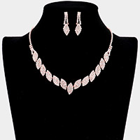 Rhinestone Pave Marquise Cluster Necklace