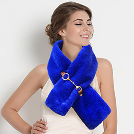 Faux Fur Leather Pull Through Scarf