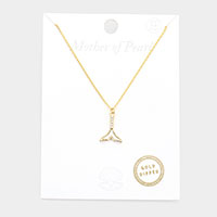 Gold Dipped Mother of Pearl Whale Tail Pendant Necklace