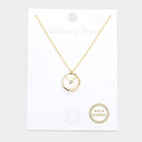 Gold Dipped Geometric Mother of Pearl Pendant Necklace