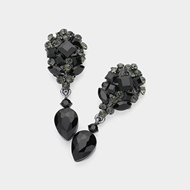 Crystal Cluster Drop Evening Earrings