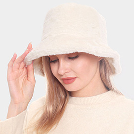 Faux Fur Solid Bucket Hat