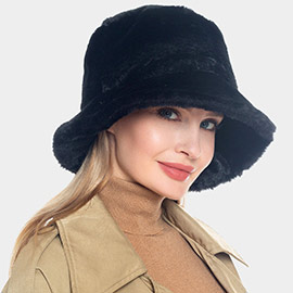 Faux Fur Solid Bucket Hat