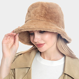 Faux Fur Solid Bucket Hat