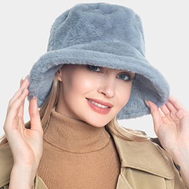 Faux Fur Solid Bucket Hat