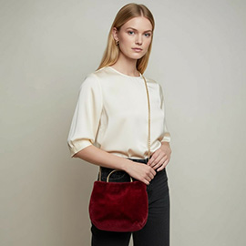 Solid Faux Fur Tote / Crossbody Bag