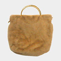 Solid Faux Fur Tote / Crossbody Bag
