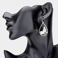 Mermaid Shell Accented Open Teardrop Dangle Earrings
