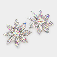Bubble Stone Embellished Flower Evening Earrings
