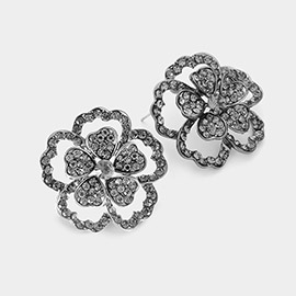 Bubble Stone Embellished Flower Evening Earrings