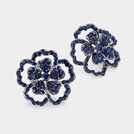 Bubble Stone Embellished Flower Evening Earrings