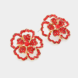 Bubble Stone Embellished Flower Evening Earrings