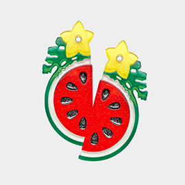 Glittered Resin Watermelon Dangle Earrings