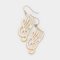 Metal Treble Clef Music Notes Dangle Earrings