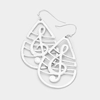 Treble Clef  Music Note Teardrop Dangle Earrings