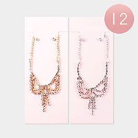 12PCS - Draped Rhinestone Necklaces