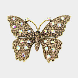 Bubble Stone Embellished Butterfly Pin Brooch