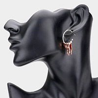 Half Hoop Metal Cat Dangle Earrings