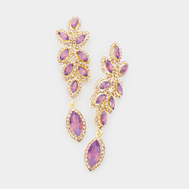 Rhinestone Trim Marquise Stone Cluster Vine Evening Earrings