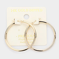 14K Gold Dipped Metal Hoop Pin Catch Earrings