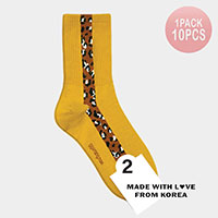 10Pairs - Leopard Pattern Pointed Socks