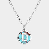 -D- Monogram Turquoise Pendant Necklace