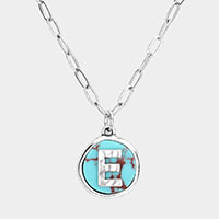 -E- Monogram Turquoise Pendant Necklace