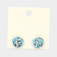 -F- Monogram Turquoise Stud Earrings