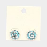 -G- Monogram Turquoise Stud Earrings