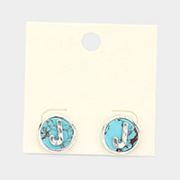 -J- Monogram Turquoise Stud Earrings