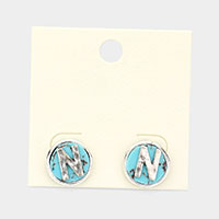 -N- Monogram Turquoise Stud Earrings
